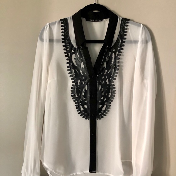 Daniel Cassin Black & White Sheer Blouse - Picture 16 of 16